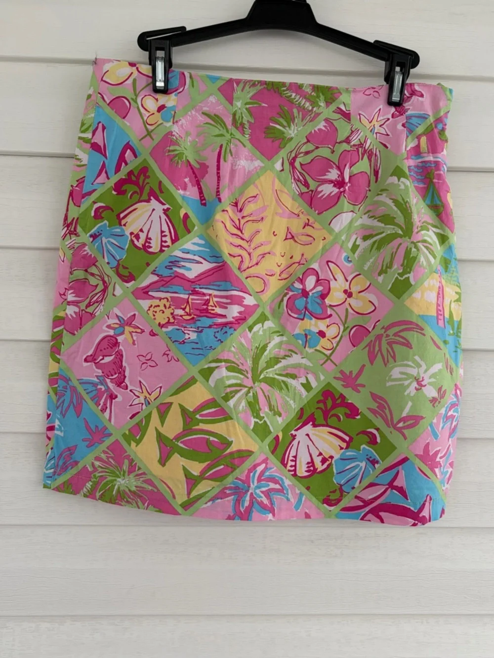 Tropical Print Skirt Pink Green Resort Vacation Summer Beach Outfit